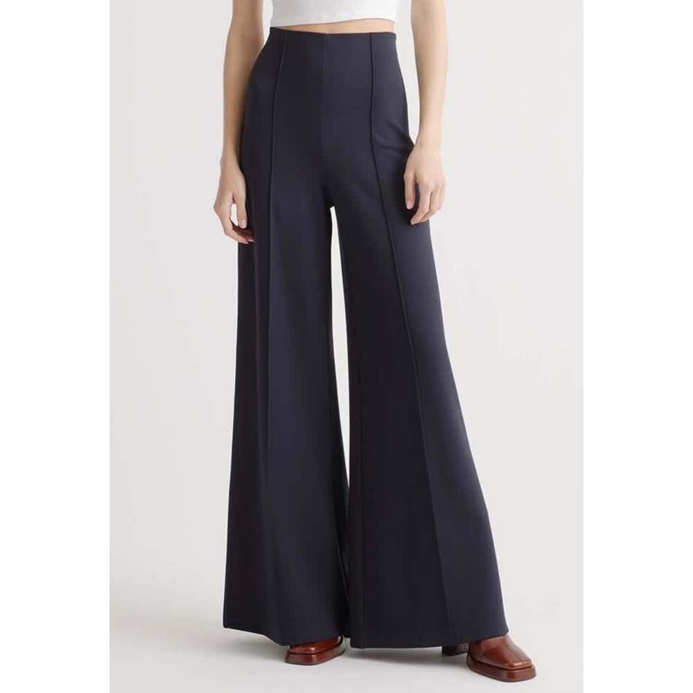 Quince Ultra-Stretch Ponte Wide Leg Pants Black XL DKBIZ01